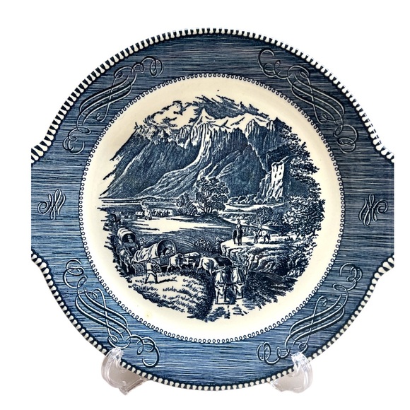Royal China Currier & Ives Handled Serving Plater The Rocky Mountains USA 11.5” - Picture 2 of 3